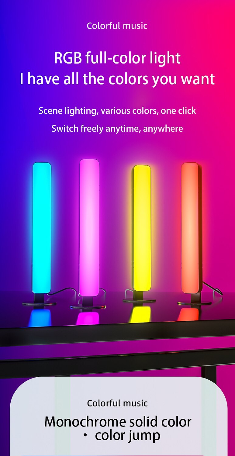 2025年 LEDスマートライトバーモードコントロール雰囲気照明ベッドルーム雰囲気ランプ電気コンペティションコンピューター ピックアップ雰囲気ランプIRリモートコントロールUSB 2パック  コレクション – $16.49 –P4