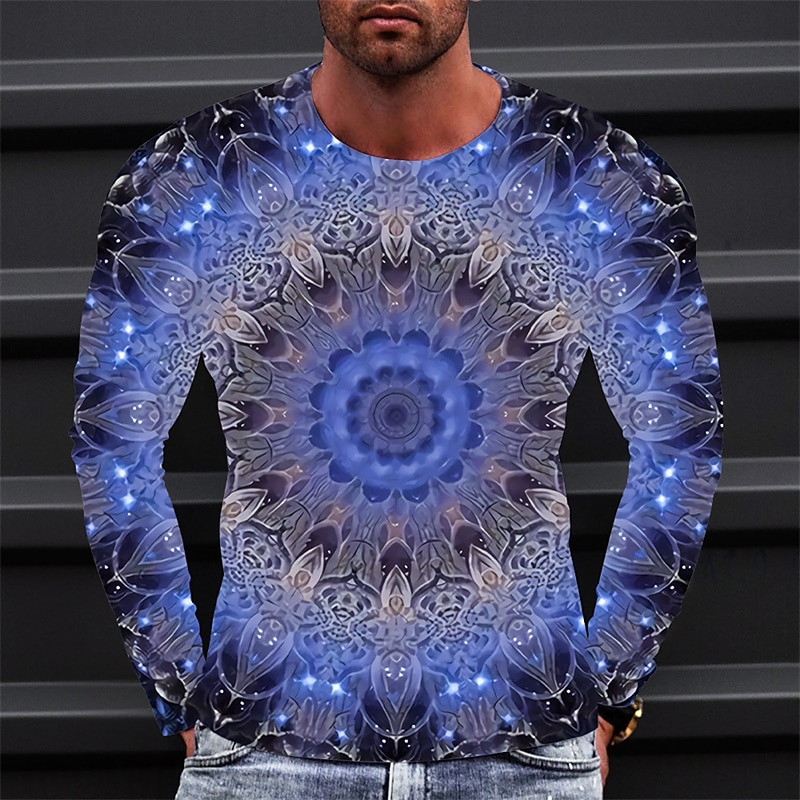 Herren Graphic Technologie T Shirt Tee Langarm T-Shirt 3D-Druck Rundhalsausschnitt Hemd Modisch Designer Einfach Outdoor Casual Täglich Gelb Blau Grün Frühling & Herbst Bekleidung S M L XL 2XL 3XL 2025 - $19.99 –P1