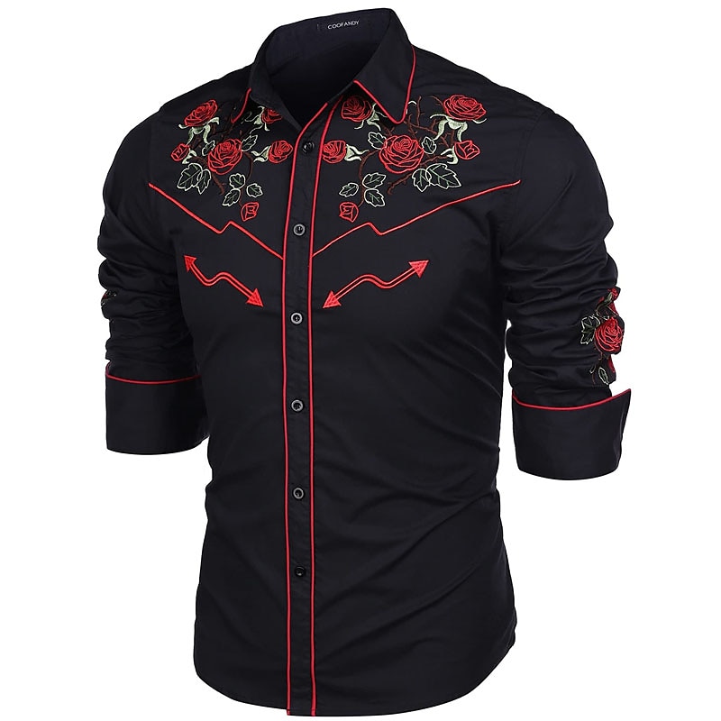 Per uomo Rosa Stampe astratte Camicia Camicia occidentale Camicia da cowboy Manica lunga Di tendenza Streetwear Originale Esterno Giornaliero Autunno inverno Collo ripiegabile Stampa Bottone giù Nero del 2025 a $26.99 –P2