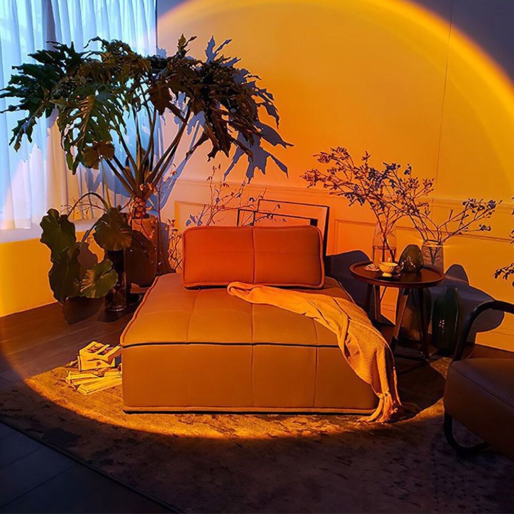 Sunset Lampe Sonnenuntergangs-Projektorlampe, USB-betriebene Regenbogen-Sonnenuntergangs-Atmosphärenlampe, 180 Grad drehbar für Wohnzimmer, Schlafzimmer, Nachttischlampe 2025 - $7.49 –P5