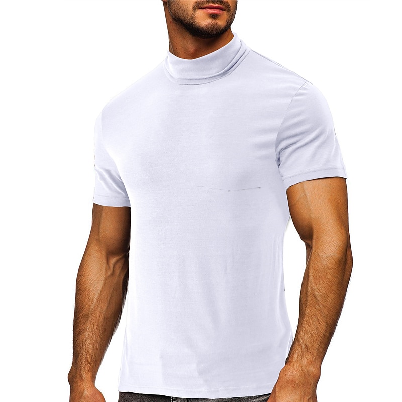 Voor heren T-shirt Coltrui Korte mouw Hoge nek Zomer Effen Stijlvol Modern eigentijds Comfortabel Vakantie Uitgaan Casual / Dagelijks Koffie Top T-shirt voor mannen 2026 - $18.99 –P13