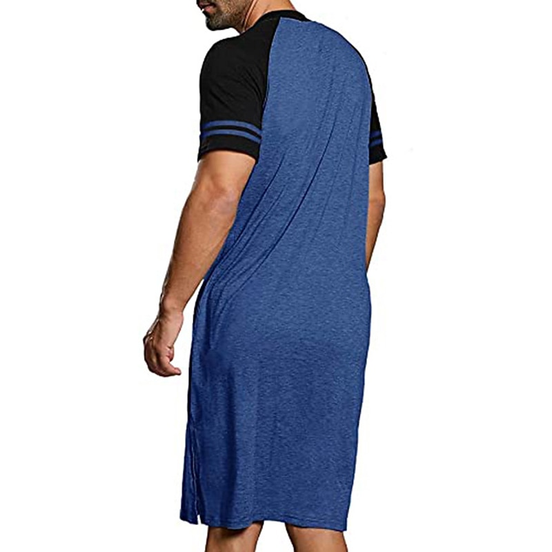 Herren Schlafanzug Hausanzug Morgenmantel Nachtwäsche Glatt Stilvoll Casual Komfort Heim Täglich Polyester Komfort Elastische Taille Sommer Blau Grau 2026 - $28.99 –P3