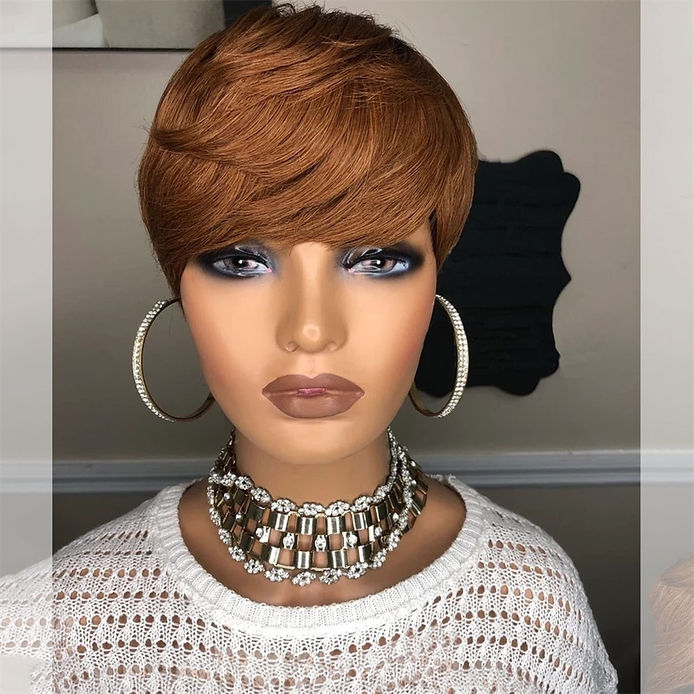parrucche kabadu pixie cut per donne nere parrucche brasiliane capelli umani con frangia f1b27 parrucche bionde afroamericane parrucche glueless densità 150% del 2025 a $23.99 –P5
