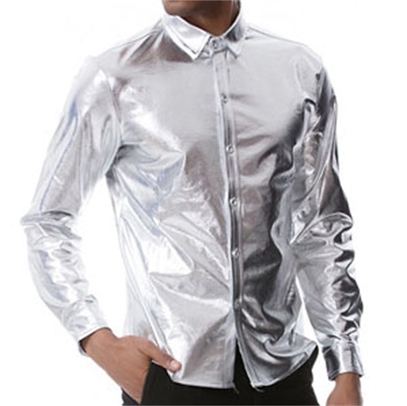 Herr Smokingskjortor Slät Fest Helgdag Silver Svart Långärmad Nedvikt Vår & Höst Kläder Button-Down 2025 - $38.99 –P5