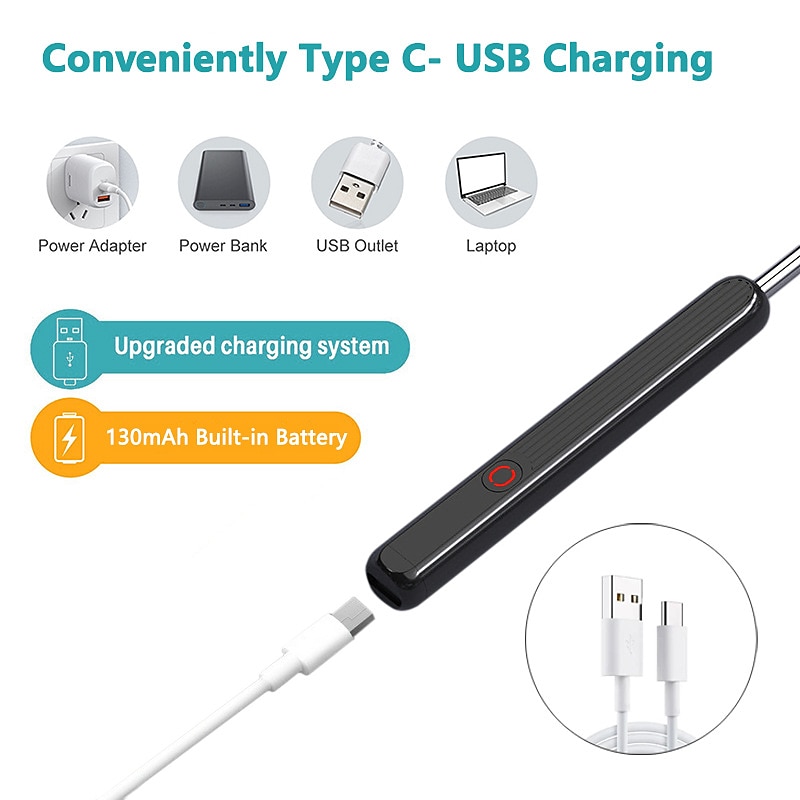 Rechargeable Ear Wax Removal Endoscope Kit with 5 Scoops, 8 Picks, and 1080P Camera, 1296P FHD Wireless Ear Otoscope with 6 LED 3.6mm Visual Ear Scope Camera 2025 - $35.99 –P10