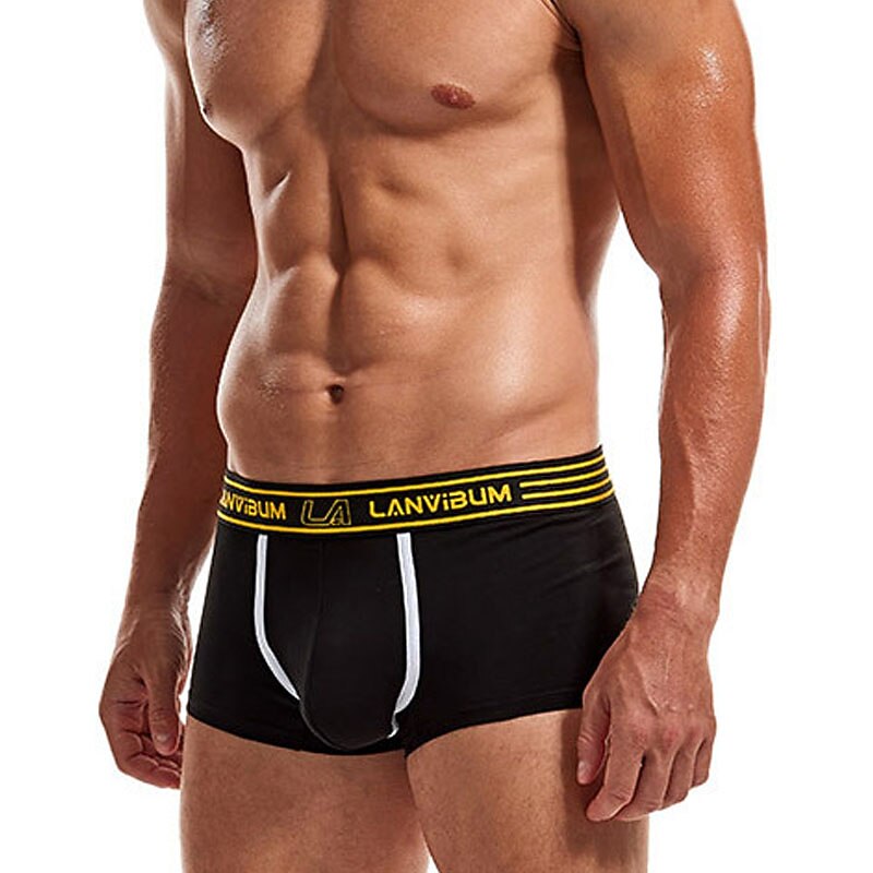Herren 2 Packungen Unterwäsche Boxer Polyester Atmungsaktiv Weich Farbblock Mittlere Taillenlinie Schwarz Weiß 2025 - $12.99 –P3