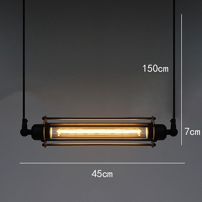 LED Pendant Light Long 17.5" Tube Cage Black or Brass Cage Edison Hanging Bar Pendant - Black Wire Ceiling Fixture Industrial Lighting 2025 - $93.44 –P1