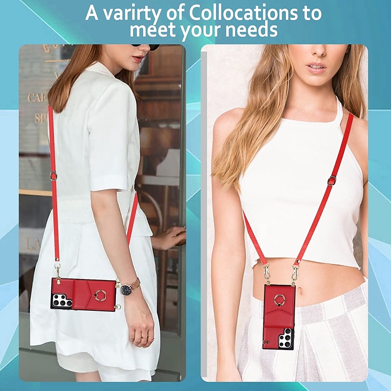Phone Case For Samsung Galaxy S25 S24 S23 S22 S21 FE S21 Ultra Plus A14 A54 A73 A33 Handbag Purse Wallet Case Ring Holder Anti-theft with Removable Cross Body Strap TPU PU Leather 2025 - $20.99 –P13