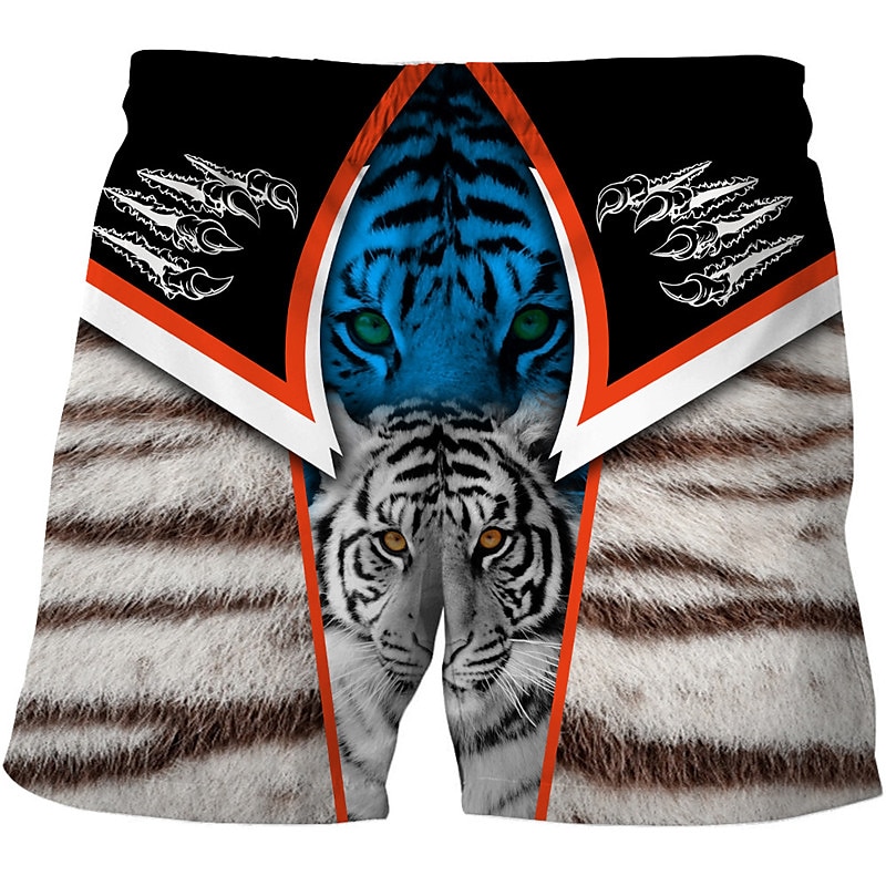 Men's Tiger Letter Swimming Trunks Board Shorts Swim Shorts Mid Waist Hawaiian Boho Outdoor Holiday Going out Pocket Drawstring Elastic Waist Designer Clothing Apparel 2025 - $19.99 –P3
