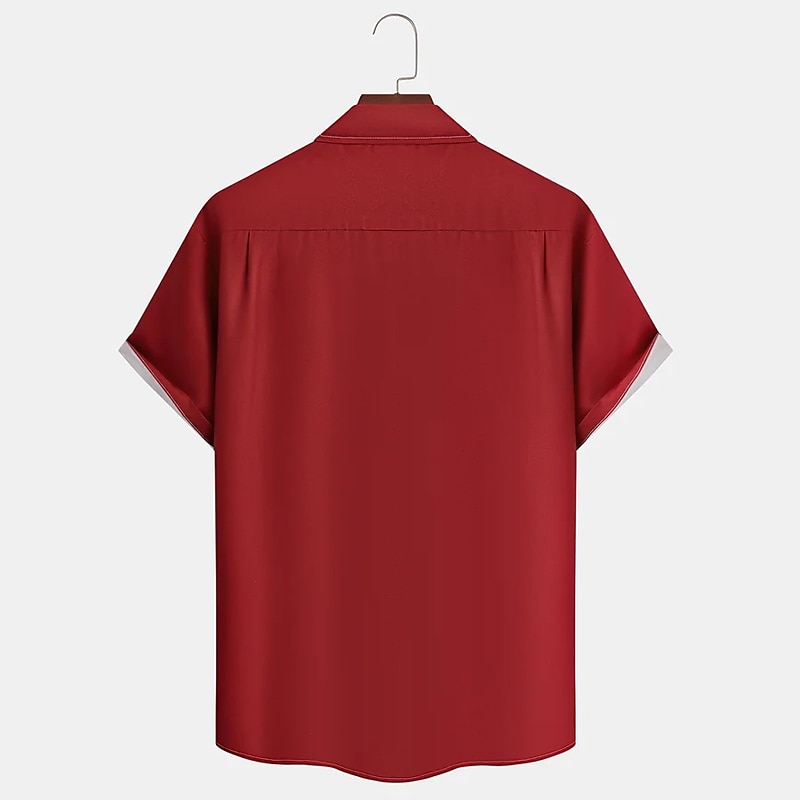 Per uomo Camicia Camicia casual Camicia da Bowling Camicia con Bottoni Nero Vino Rosso Manica Corta A righe Collo ripiegato Vacanza Streetwear Stile Vintage Abbigliamento Poliestere Misto Cotone Moda del 2025 a $20.99 –P6