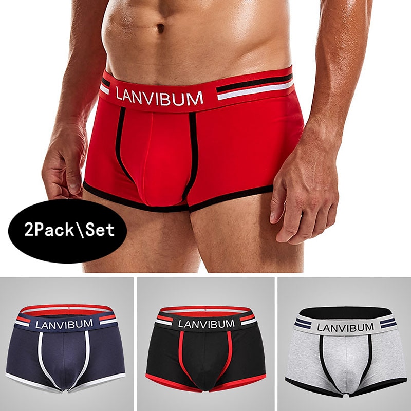 Men's 2 Packs Briefs Polyester Breathable Soft Color Block Mid Waist Black White 2025 - $12.99 –P1