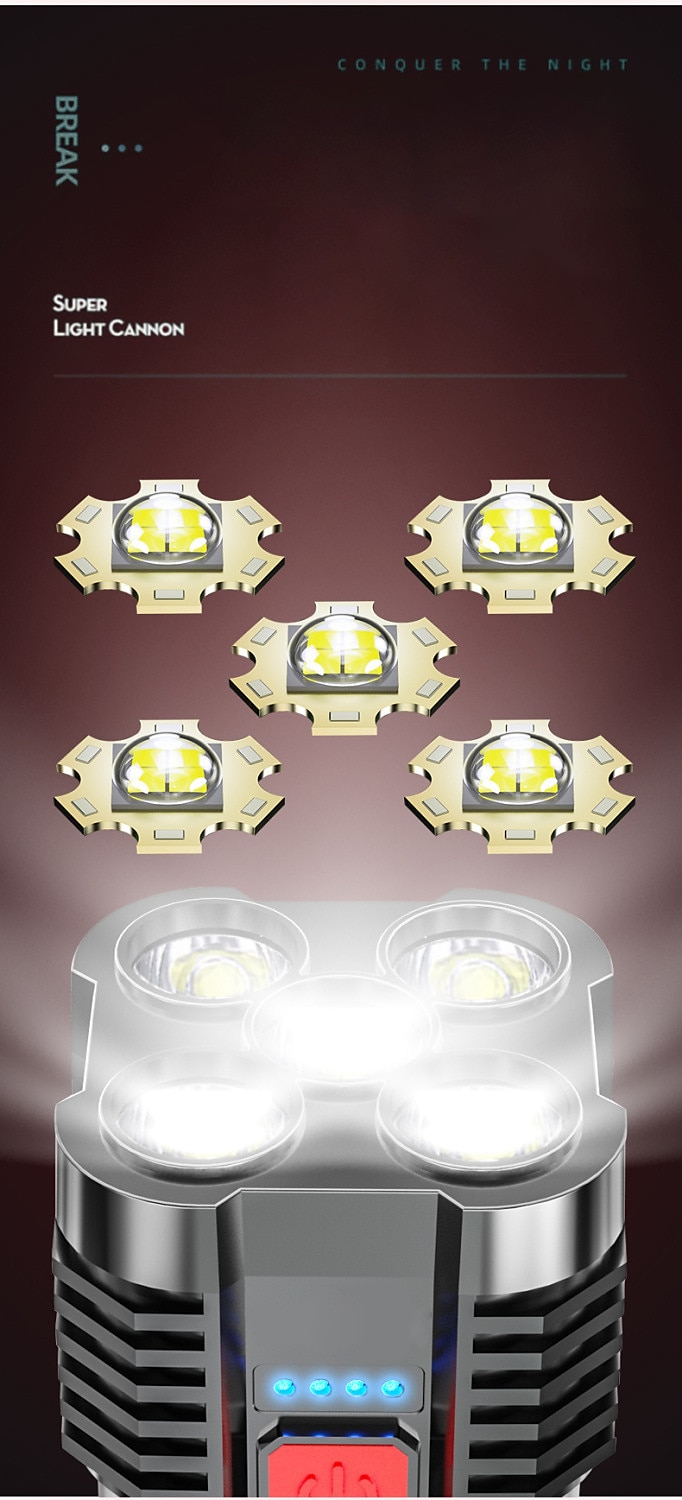 5led Flashlight Outdoor Portable Cob Side Light Work Light USB Rechargeable Waterproof Led Flashlight 2025 - $8.99 –P5