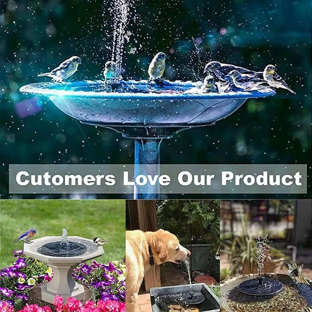 Round Solar Fountain Outdoor Landscape Pool Pond Water Pump Waterfall Decor Black 2025 - $22.99 –P6