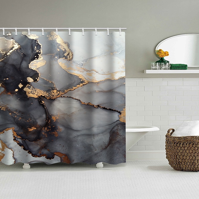 Shower Curtain with Hooks 180cm*180cm(70"*70") Polyester Washable Waterproof Marble Abstract Pattern 2025 - $25.99 –P11