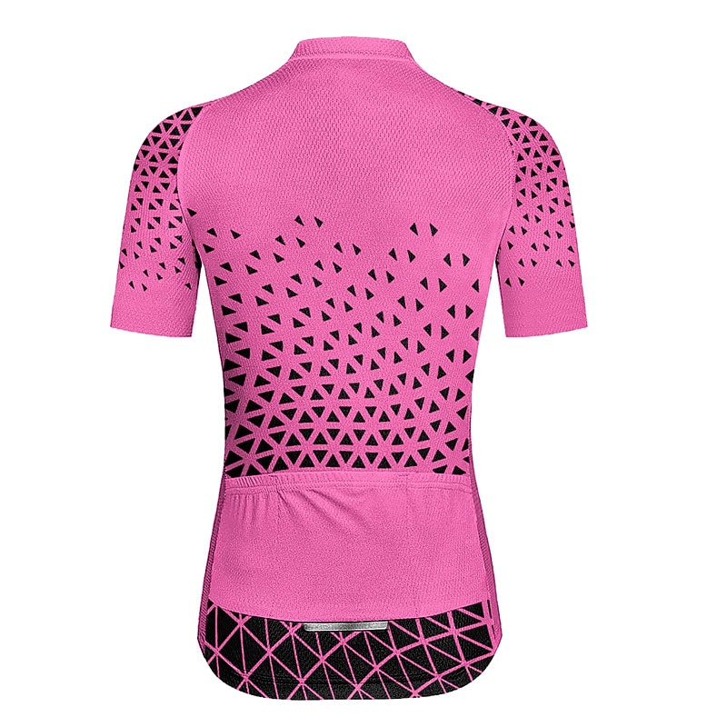 Dam Cykeltröja Grafisk Geometrisk Kortärmad Cykel Tröja Överdelar med 3 bakfickor Bergscykling Vägcykling Snabb tork Reflexremsa Bakficka Fuktabsorberande sporter Violett Gul Rosa Kläder 2026 - $30.99 –P5
