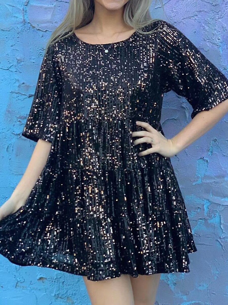 Loose Half Sleeve Sequin Birthday Dresses in 2023