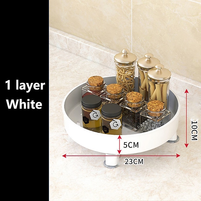 Multifunctional Kitchen 360 Rotating Storage Rack Spice Box Shelf Height Adjustable Bathroom Cosmetics Organizer 2025 - $21.99 –P4