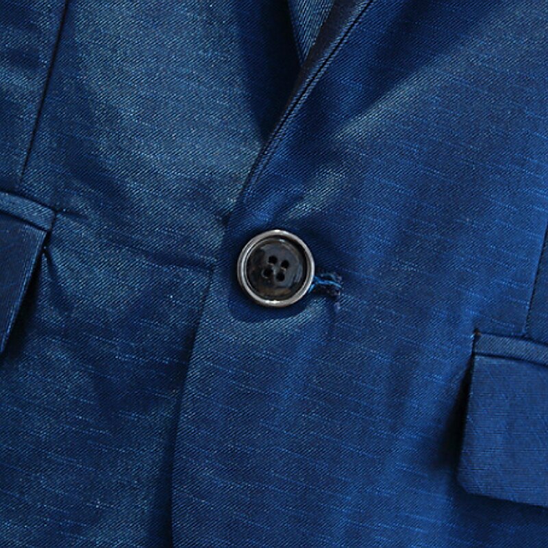 4 Pieces Ring Bearer Suit Boys Kids Suit & Blazer Shirt & Pants Outdoor Casual Fashion Basic Solid Color Blue Cotton 2025 - $94.99 –P5