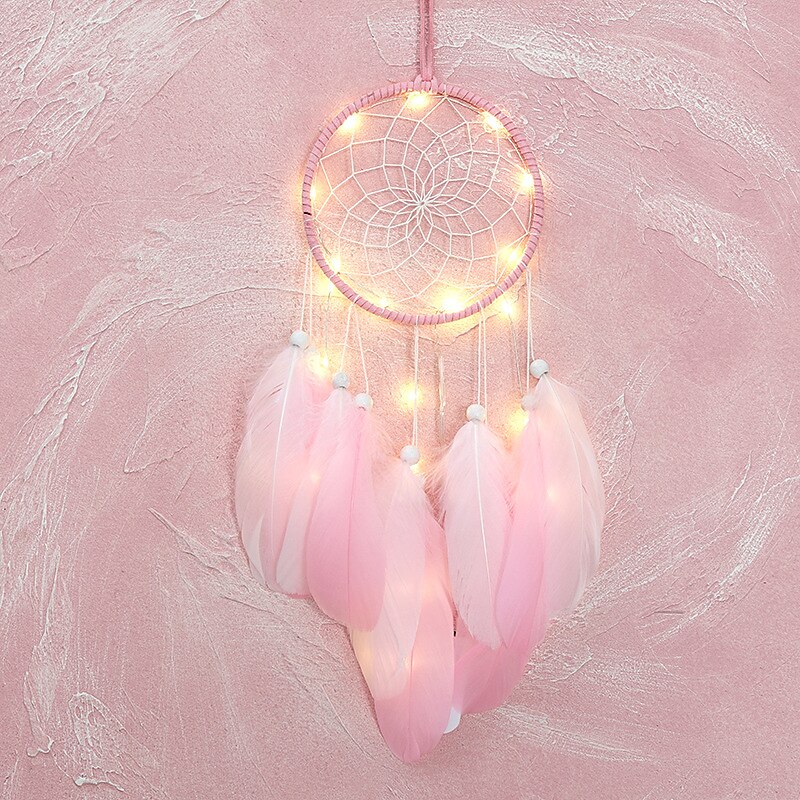 Capteur de rêves led plume lumière créative fée lampe tenture murale vacances décorations chambre famille mariage fête d'anniversaire bénédiction cadeau de 2025 ? $11.49 –P19
