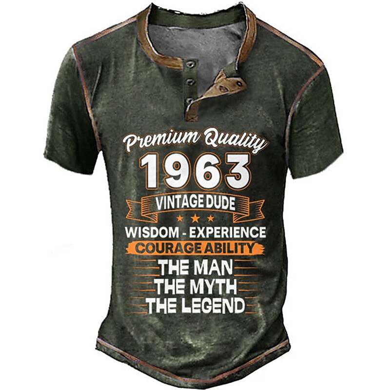Herren Graphic Buchstabe & Nummer Henley Shirt Tee Kurzarm 3D-Druck Modisch Designer Komfortabel Outdoor Casual Täglich Frühling & Herbst Schwarz Marineblau Armeegrün Kaffee Henley Henley T-Shirt 2025 - $21.99 –P3