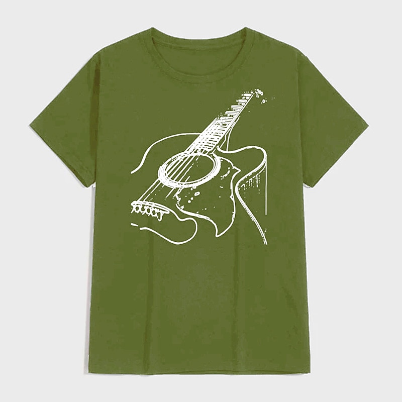 Herr t-shirt med akustisk gitarr grafisk kortärmad 2026 - $17.49 –P7