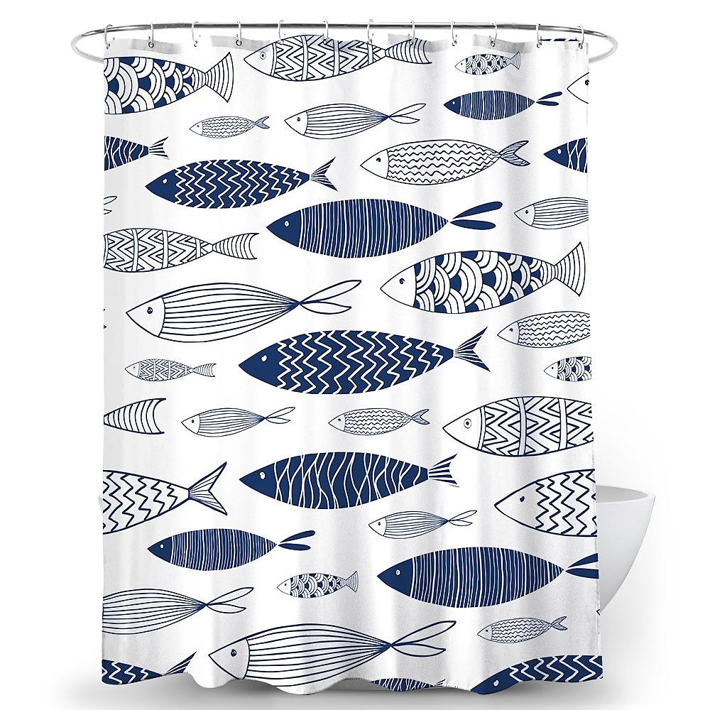 Závěs na sprchu s háčky 180cm*180cm(70"*70") Polyester pratelný voděodolný vzor barevných ryb pro děti abstraktní moderní kreslený vzor 2025 - $28.99 –P5