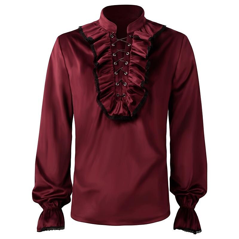 Retró Középkori Reneszánsz Blúz / Ing Ren Faire Vámpírok Lovag Egyszínű Férfi Kalóz Fantasy királyi Álarcos mulatság Felnőttek Blúz 2025 - $44.99 –P7