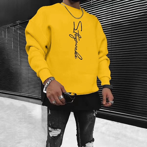 Per uomo Tinta unica Maglione Manica Lunga Felpa Girocollo Streetwear Abbigliamento Sportivo Essenziale Stampa a caldo Sport & Outdoor Casuale Abbigliamento casual alla moda Oversize Primavera Autunno del 2025 a $29.99 –P5