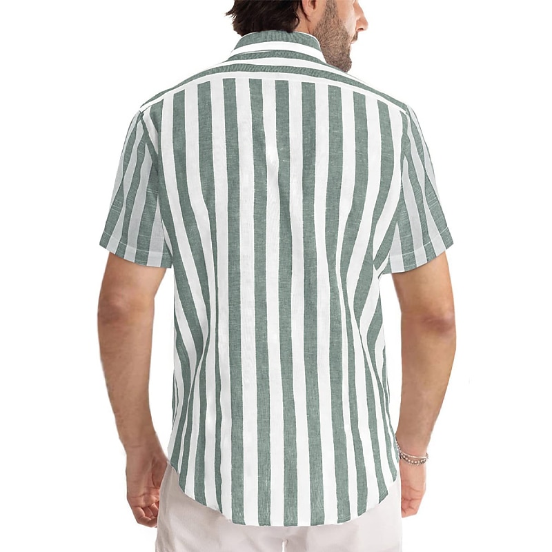 Herre Skjorte Uformell skjorte Stripete skjorter grå blå Svart Blå Grønn Grå Kortermet Stripe Aftæpning utendørs Dagligdagstøy Trykt mønster Klær Polyester Mote Gatemote Fritid 2025 - $20.99 –P10