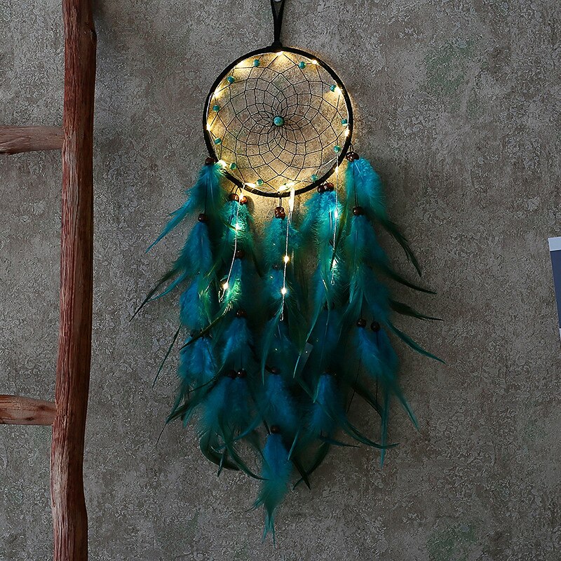 Capteur de rêves led plume lumière créative fée lampe tenture murale vacances décorations chambre famille mariage fête d'anniversaire bénédiction cadeau de 2025 ? $11.49 –P13