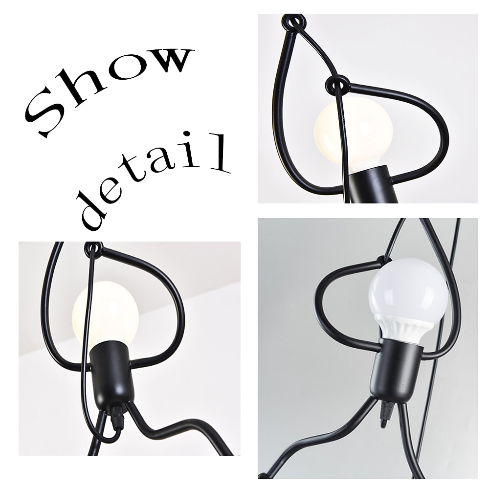 Swinging Humanoid Light Fixture 1-3 Light Mount Modern Black Industrial Ceiling Lamp Stick Figure Lighting Chandelier for Kitchen Island Hallway Bedroom Dining Room Entryway 2026 - $70.99 –P5