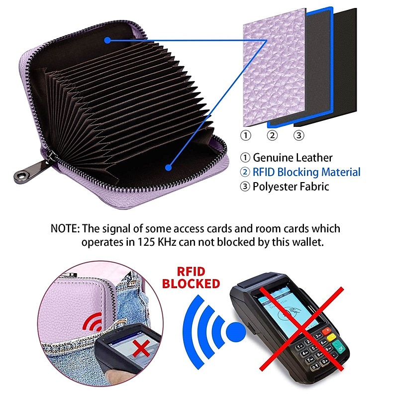 RFID 20 Card Slots Credit Card Holder Genuine Leather Small Card Case for Women or Men Accordion Wallet with Zipper 2025 - $10.99 –P3