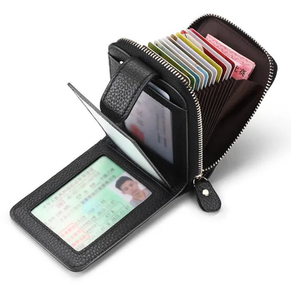 Portafoglio con portacarte RFID in vera pelle con 16 scomparti per carte portadocumenti per patente di guida e portacarte di credito con chiusura magnetica scomparto singolo per donne e uomini del 2026 a $22.99 –P9
