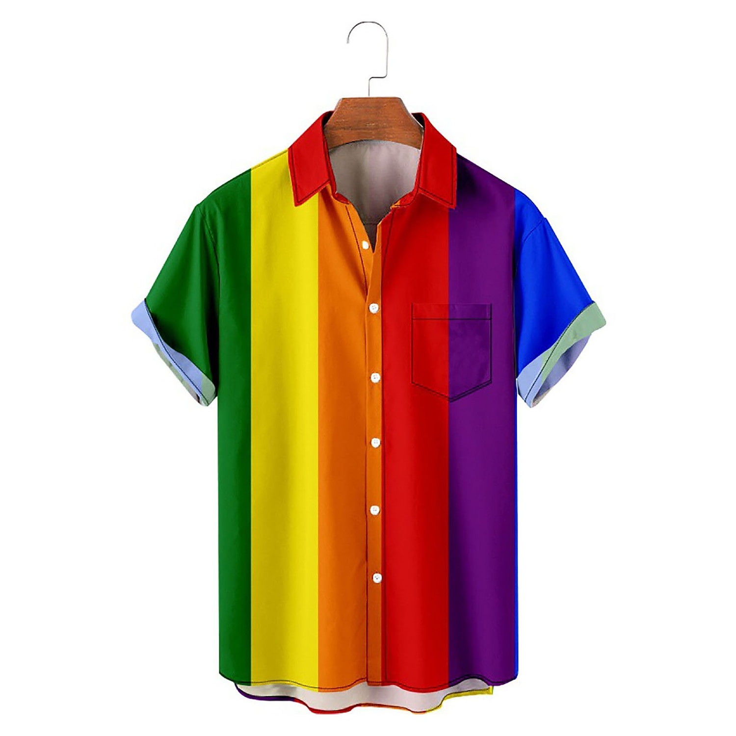 Herr Regnbåge Skjorta Knapp upp skjorta Kortärmad Tropisk Mode Hawaiisk Ledigt Strand Sommar Vår Nedvikt Mönster Button-Down Svart / röd Svart Rubinrött Regnbåge 2025 - $24.99 –P6