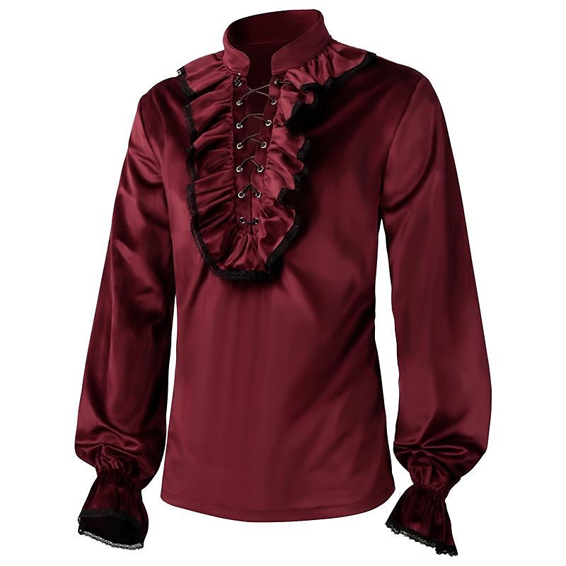 Retró Középkori Reneszánsz Blúz / Ing Ren Faire Vámpírok Lovag Egyszínű Férfi Kalóz Fantasy királyi Álarcos mulatság Felnőttek Blúz 2025 - $44.99 –P8