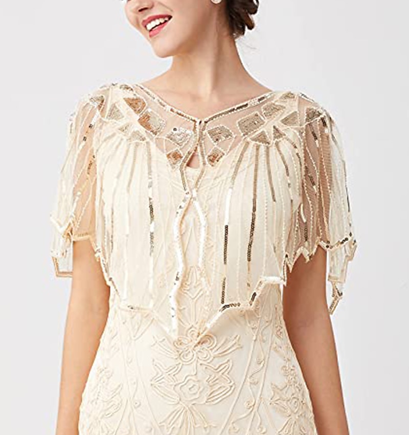 Goldene Zwanziger 1920er Retro Vintage Flapper-Schals Der große Gatsby Hochzeitsgast Pailletten Kostüm Damen Hochzeit Hochzeitsgast Party-Abendmode Erwachsene Schal 2026 - $35.99 –P11