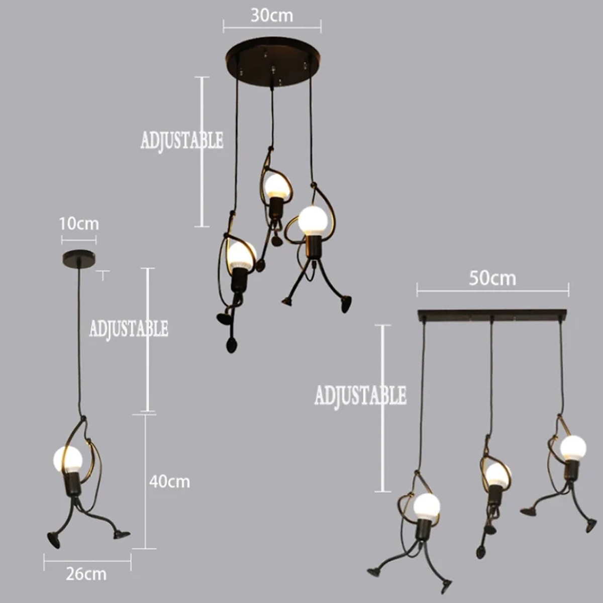 Swinging Humanoid Light Fixture 1-3 Light Mount Modern Black Industrial Ceiling Lamp Stick Figure Lighting Chandelier for Kitchen Island Hallway Bedroom Dining Room Entryway 2026 - $70.99 –P1