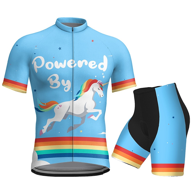 Men's Cycling Jersey with Shorts Short Sleeve Mountain Bike MTB Road Bike Cycling Dark Purple Blue Purple Graphic Animal Rainbow Bike Clothing Suit 3D Pad Breathable Quick Dry Back Pocket Polyester 2025 - $41.99 –P7