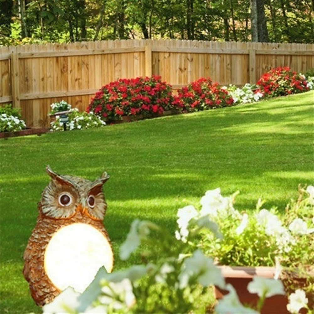 hibou solaire lumières décorations de statue de jardin lampe modèle animal extérieur de 2025 ? $23.99 –P1
