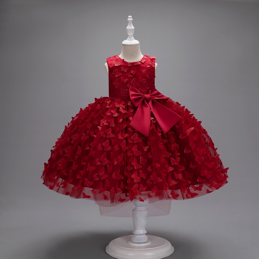 Kinderen Voor meisjes Bloemenmeisjesjurk Feestjurk Vlinder Mouwloos Bruiloft Feest Doopjurk Prinses Polyester Roze prinsessenjurk Bloemenmeisjesjurk Zomer 3-10 jaar Wit Champagne Blozend Roze 2026 - $49.99 –P16