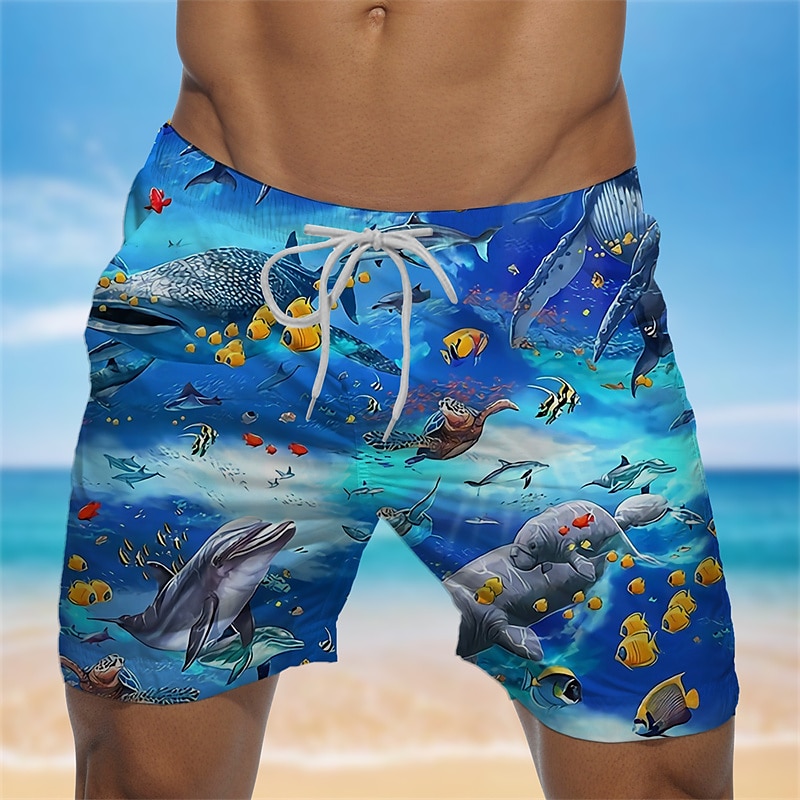 Men's Shark Graphic Prints Swim Shorts Board Shorts Swimming Trunks Mid Waist Hawaiian Boho Casual Daily Holiday Drawstring with Mesh lining Elastic Waist Designer Clothing Apparel 2025 - $17.99 –P1