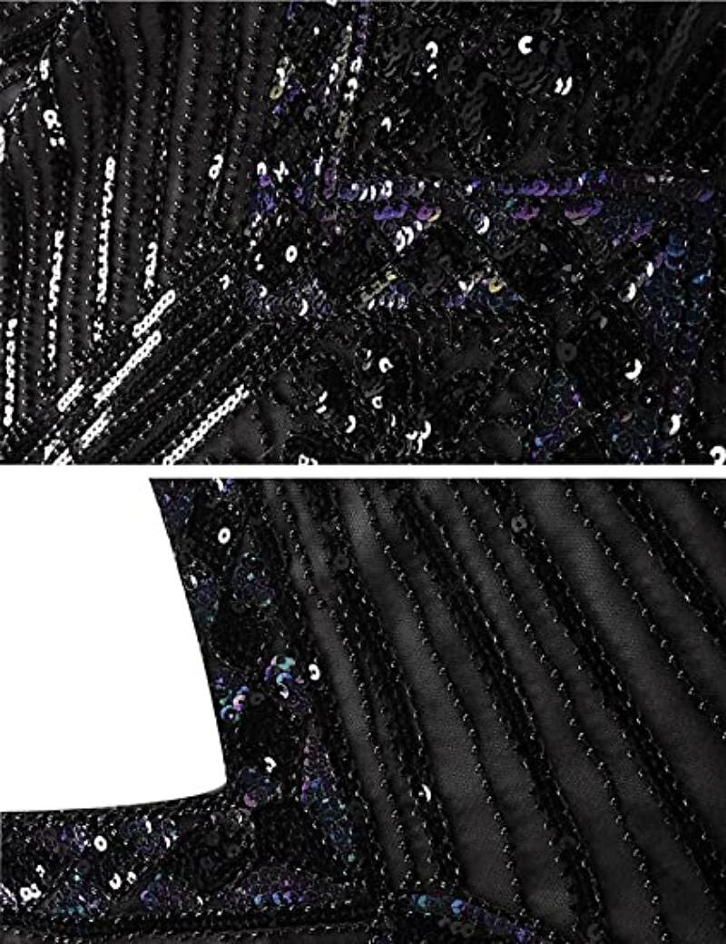 Set Anni Ruggenti Anni 1920 Lunghezza al ginocchio Abito Flapper Abito da cocktail Set di accessori con accessori Taglie Forti Normale Senza maniche Il grande Gatsby Invitato al matrimonio Paillettes del 2026 a $63.99 –P6