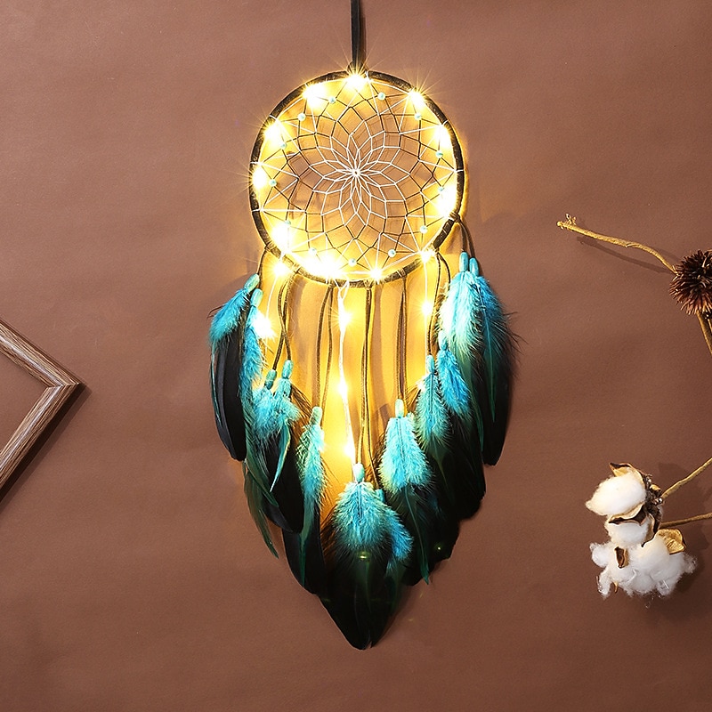 Capteur de rêves led plume lumière créative fée lampe tenture murale vacances décorations chambre famille mariage fête d'anniversaire bénédiction cadeau de 2025 ? $11.49 –P11