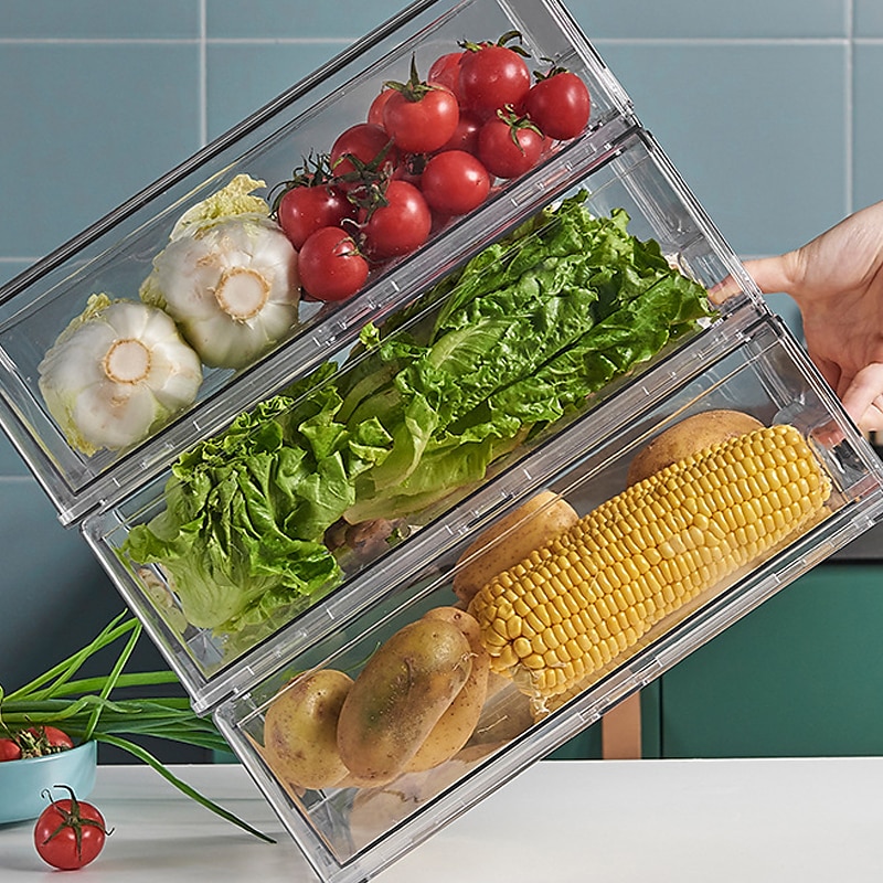 frigorifero cassetto portaoggetti pannello divisorio scatola portaoggetti verdura e frutta scatola per la conservazione della freschezza domestica grande capacità di stoccaggio trasparente del 2025 a $28.99 –P8