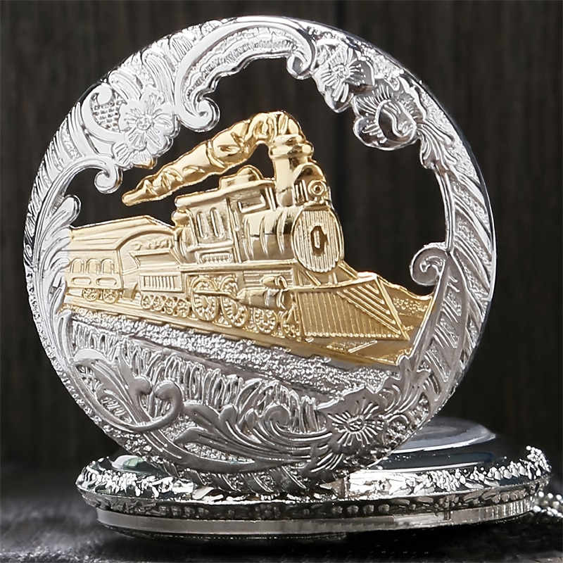 Men Pocket Watch Vintage Hollow Bronze Locomotive Design Quartz Fob Pocket Watch With Necklace Chain Gift for Men Women 2025 - $16.99 –P6