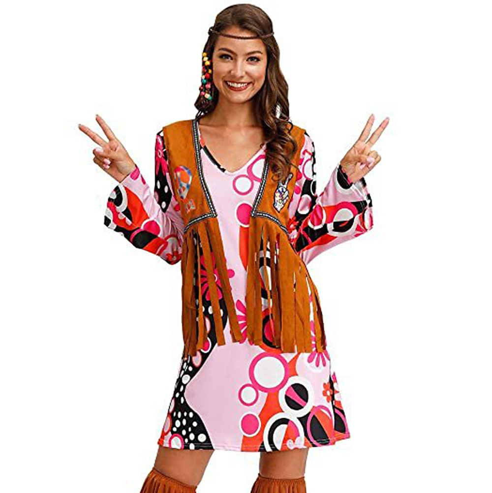 Retro Vintage 1970s Disco Dress Flare Cuff Sleeve Hippie Printing Women's Masquerade Party & Evening Pride Parade Pride Month Adults' Dress 2025 - $21.99 –P9