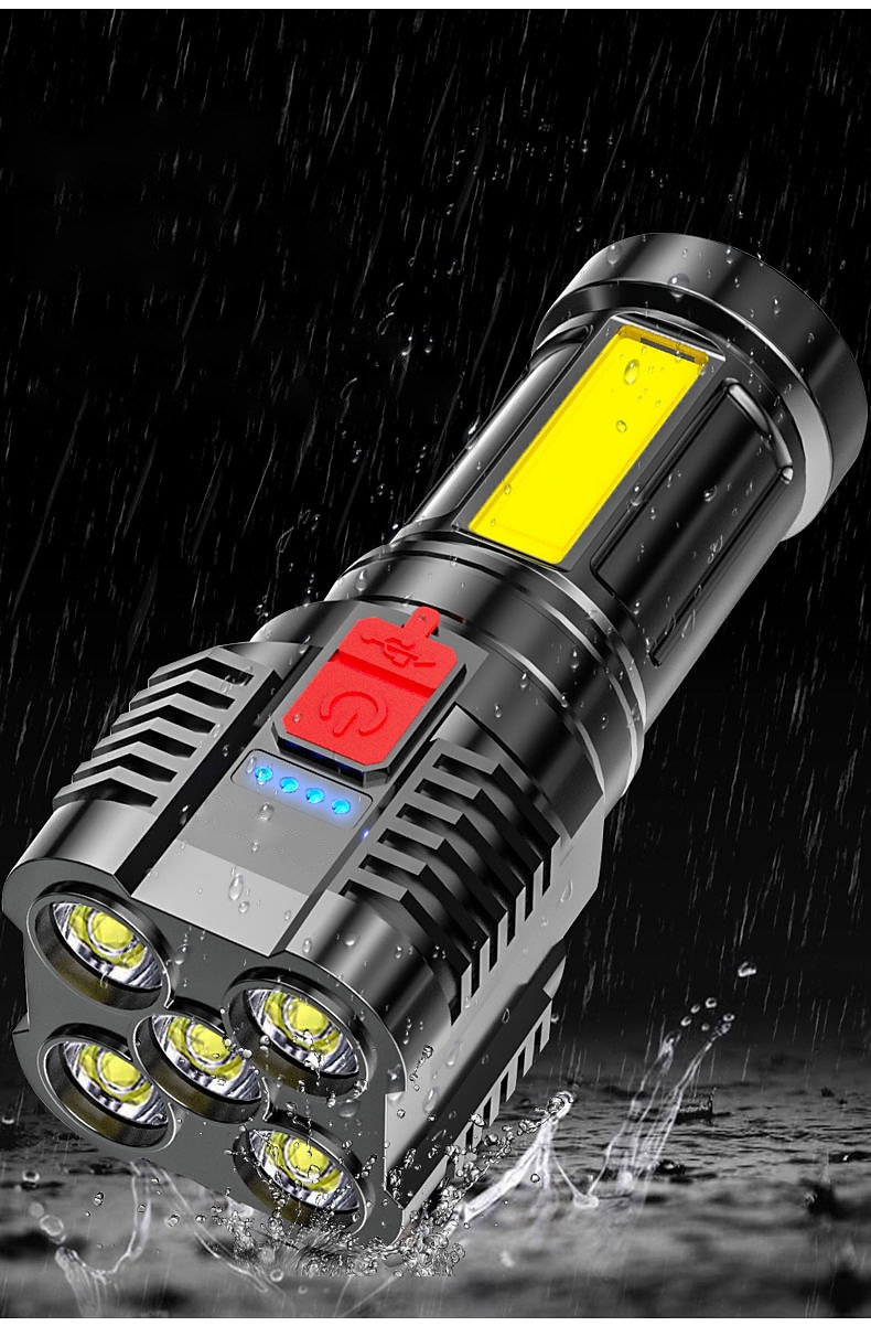 5led Flashlight Outdoor Portable Cob Side Light Work Light USB Rechargeable Waterproof Led Flashlight 2025 - $8.99 –P4