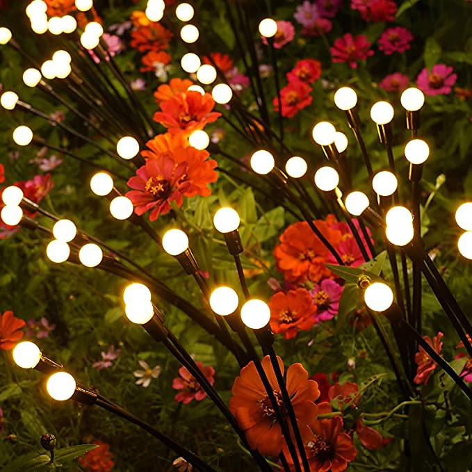 2/4 paquetes de luces solares de luciérnaga para exteriores a prueba de agua dos modos de luz persistente e intermitente 6/8/10 cabezas blanco cálido blanco multicolor 2025 - $18.49 -P4