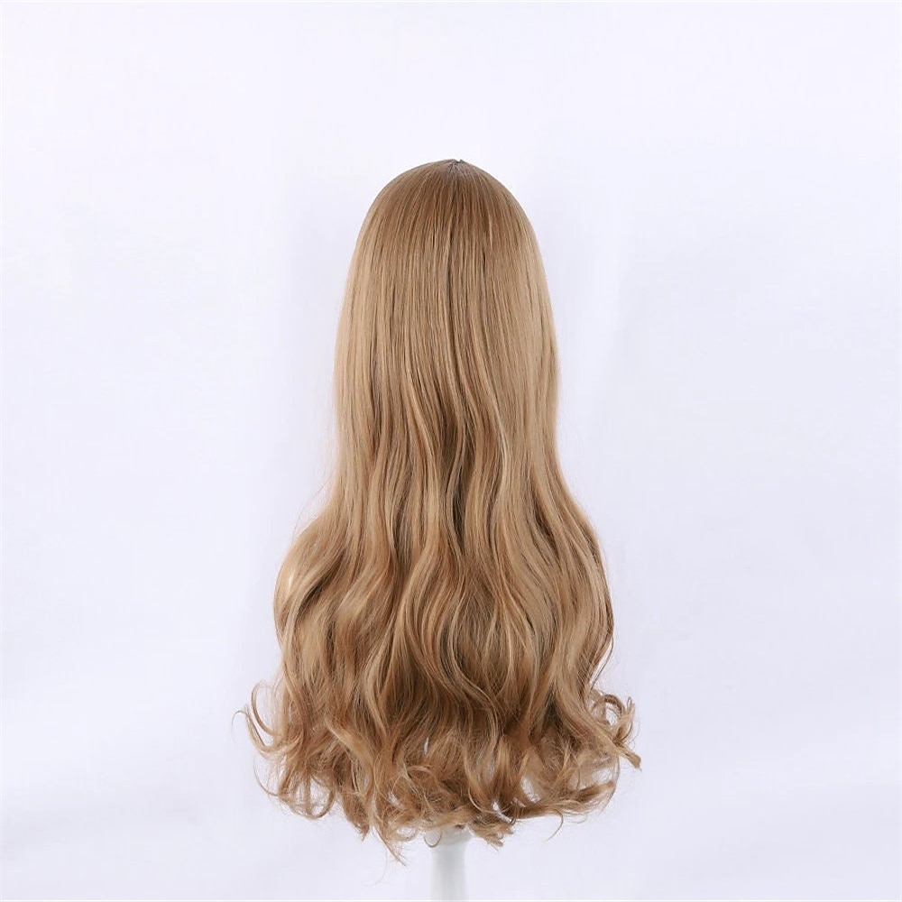 perruque synthétique megan m3gan bouclée partie médiane perruque faite à la machine longueur moyenne a1 cheveux synthétiques femmes fête facile à transporter mode perruques de carnaval marron de 2025 ? $21.99 –P3