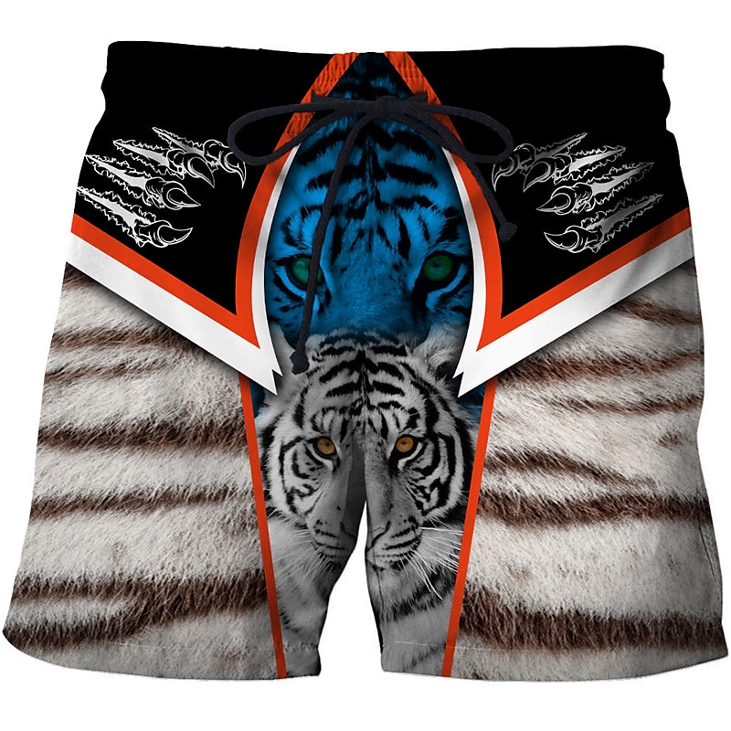 Men's Tiger Letter Swimming Trunks Board Shorts Swim Shorts Mid Waist Hawaiian Boho Outdoor Holiday Going out Pocket Drawstring Elastic Waist Designer Clothing Apparel 2025 - $19.99 –P2